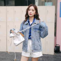 天淳尔早春新款 长袖宽松简约青春牛仔上衣女KJMM-77003