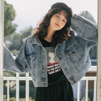 天淳尔早春新款 宽松灯笼袖青春短款牛仔上衣KJMM-77026