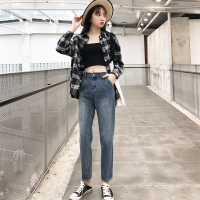 天淳尔春夏款 宽松腰间纽扣直筒九分牛仔裤BJH-5115