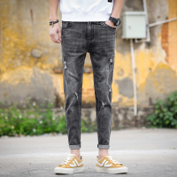 超音狼春夏款 弹力休闲破洞九分牛仔裤KK-339