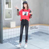 天淳尔春夏款 弹力修身不规则小脚裤TMN-619