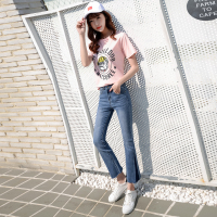 天淳尔春夏款 修身微喇叭九分牛仔裤TMN-720