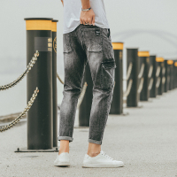 超音狼夏款 口袋九分休闲牛仔裤CD-D062