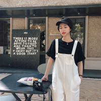 天淳尔夏款 宽松九分牛仔背带裤KJMM-3226