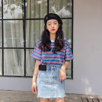 天淳尔夏款 港风高腰包臀牛仔短裙KJMM-8295