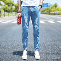 超音狼夏款 束脚无弹破洞系带裤LSZC-6008