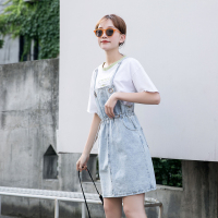 天淳尔夏款 背带牛仔五分裤SGG-2506