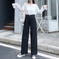 天淳尔秋款 高腰宽松阔腿拖地牛仔长裤SY-766