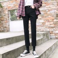 天淳尔秋冬款 高腰毛边小直筒牛仔裤BJH-9038