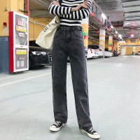 天淳尔秋款 高腰宽松可调节裤腰阔腿牛仔裤SS-500