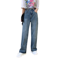 天淳尔春款 高腰宽松阔腿拖地牛仔裤YC-1128