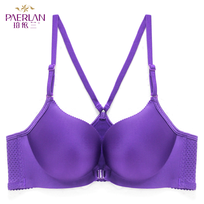 珀依兰无钢圈文胸两排扣纯色一片式蕾丝边女士内衣视频