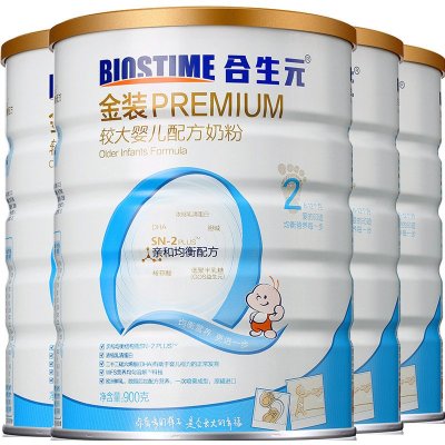 合生元(Biostime)金装较大婴儿配方奶粉2段（6-12个月）900g*4罐