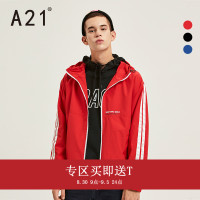 A21春秋季英伦连帽风衣男短款时尚外套男撞色潮牌冲锋衣新款2018