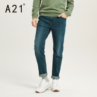 A21秋季新款2018男装简约百搭牛仔裤弹力合体小直筒时尚男长裤子