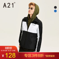 A21风衣2018秋季新款男装街头风男装立领时尚风衣撞色字母男外套