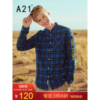 A21秋冬新款男格子衬衫全棉面料亲肤字母印花青春活力时尚潮流