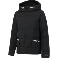 李宁训练系列女子连帽保暖时尚白鸭绒短款羽绒服