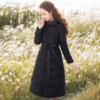 烟花烫冬装女2018新款时尚气质蕾丝中长款外套羽绒服 踏雪3740220