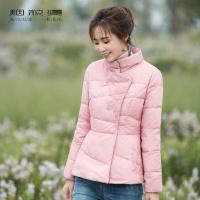 烟花烫冬羽绒服女2018新款清新甜美绣花简约蕾丝短款外套 诗云3840090