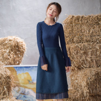 烟花烫2018冬新款女裙子时尚气质简约印花复古a字裙半身裙 悄兮3832530