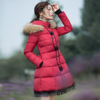 烟花烫2018冬新款女复古荷叶边修身显瘦保暖大毛领羽绒服 焚香13833130