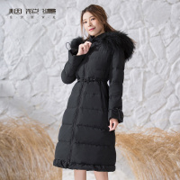 烟花烫冬羽绒服女2018新款修身显瘦松紧腰大毛领保暖外套 飞珂13840620