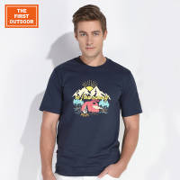 美国户外男士圆领混纺抗皱T恤衫抗起球透气