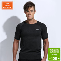 美国户外男款修身阳离力跑步运动修身T恤速干