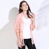 TFO 时尚休闲 轻薄柔软 舒适防晒 女士蝙蝠袖防晒 中长款女款皮肤风衣