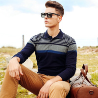 杰米克男装 男士长袖T恤衫商务休闲翻领棉质Polo衫