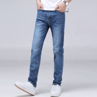 杰米克【清爽洗水】夏季新款百搭磨白优质牛仔布修身直筒裤男士牛仔裤