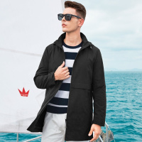 杰米克中长款休闲风防水拉链【可拆卸帽】男士夹克