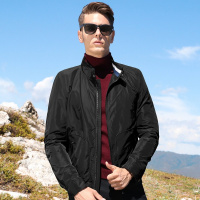 杰米克男装 新款休闲立领合身口袋纯色男士长袖夹克
