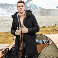 杰米克2018冬季新款【基础百搭】简约百搭合身连帽长款男士羽绒服