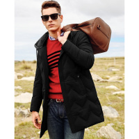 杰米克2018冬季新款 男式绣花连帽中长款休闲保暖男士羽绒服