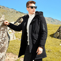 杰米克2018秋冬季新款【温暖舒适】休闲连帽合身抽绳防水拉链纯色简约男士羽绒服