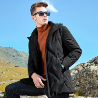 杰米克2018秋冬新款【基础纯色】休闲合身立体压胶连帽抽绳男士羽绒服