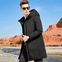杰米克2018冬季新款 【基础百搭】简约大气合身连帽长款男士羽绒服