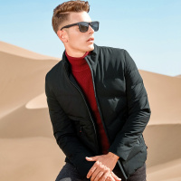 杰米克2018冬季新款【立体压胶】百搭休闲立领简约纯色男士羽绒服