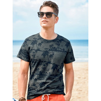 【苏宁自营】杰米克男装 夏季新款休闲棉质圆领印花别致胸兜男士短袖T恤