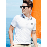 【自营】杰米克男装 新款纯色绣标翻领棉质男士短袖T恤polo衫