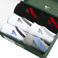 七匹狼混色薄款运动风男船袜均码6双盒装