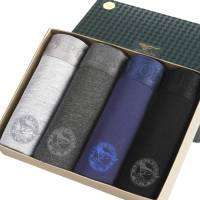 七匹狼 4条盒装男士兰精粘胶明筋片印平角内裤