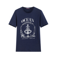 【自营】杰米克男装 夏季短袖男款圆领休闲时尚印花纯色短袖T恤