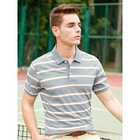 【自营】杰米克男装 夏季男士T恤清爽条纹商务休闲短袖polo衫