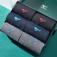 七匹狼 6双装薄款舒适透气商务棉袜男士中筒袜子