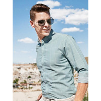 【自营】杰米克 休闲格子衬衫长袖男舒适纯棉亲肤经典衬衣男士长袖衬衫