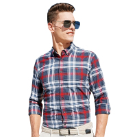 【自营】杰米克 男士衬衫百搭轻磨毛纯棉衬衣男士长袖衬衫