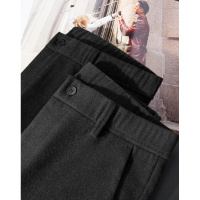 【自营】杰米克 休闲裤加厚磨毛松紧腰毛呢裤男士休闲裤男裤【偏小一码】